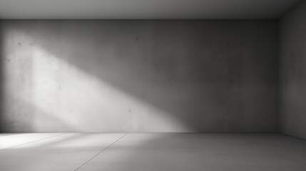 A beautiful original background image of an empty space in gray tones with a play of light and shadow on the wall and floor for design or creative work