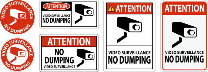 Attention Sign Video Surveillance, No Dumping
