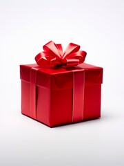 Obraz premium Red gift box on white background.