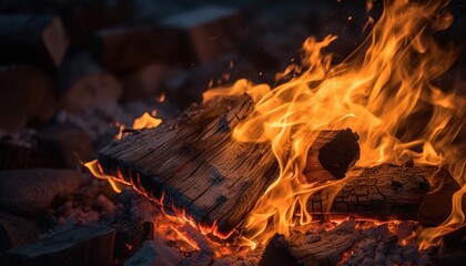 Close-Up of a Burning Fireplace