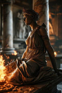 Bronze Hestia Greek Pantheon Statue