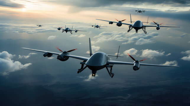 Military drone in the sky