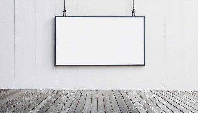 large blank white board hanging on wall, ,  16:9 widescreen wallpaper / backdrop with text space, 