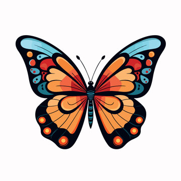 Butterfly flat vector illustration. Butterfly cartoon hand drawing isolated vector illustration.