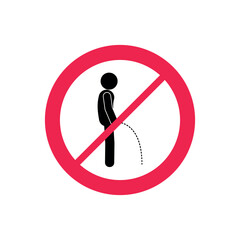 man peeing, prohibition sign, toilet ban, warning icon