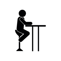 man sitting at the bar counter, human silhouette icon