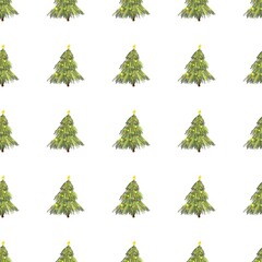 Seamless abstract pattern with Christmas trees. Illustration. Design for textile, wallpaper, background, texture, wrapping paper, cover. Digital brush strokes.