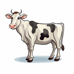 Cow flat vector illustration. Cow cartoon hand drawing isolated vector illustration.