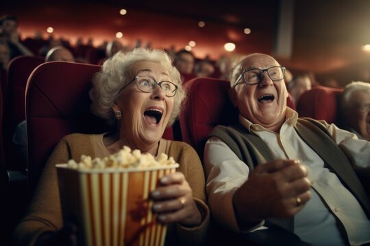 close-up photo of a couple of grandparents in stunning emotions from watching a 3D film sitting in a cinema --ar 3:2 --v 5.2 Job ID: 0e3c2651-118c-4f07-89d0-6e7b6d24ec70