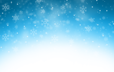 Christmas transparent blue background with snow and snowflakes. Blue to white gradient snow overlay for greeting cards - New Year's Eve 2023