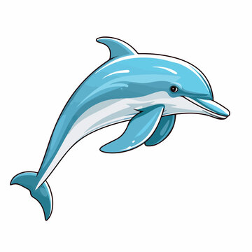 Dolphin flat vector illustration. Dolphin cartoon hand drawing isolated vector illustration.