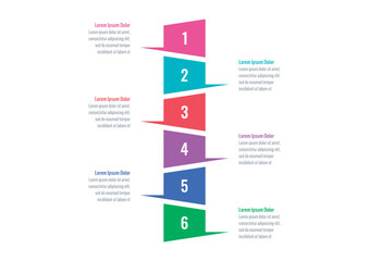 colored boxes informational template. six options infographic template. internet, annual report, web, education, magazine infographic template