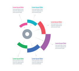 center and round infographic template. internet, annual report, magazine, web information template. technological six steps infographic template