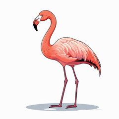 Flamingo flat vector illustration. Flamingo cartoon hand drawing isolated vector illustration.