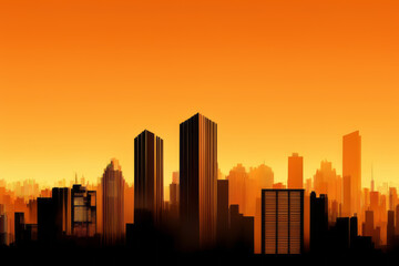 Fototapeta na wymiar Embrace Serenity with a City Dusk View Silhouette Background