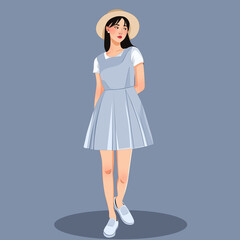 Girl Vector Art, Stylish Girl Vector Art, Cute Girl, Vector illustration, Women Standing, Vector Art, Beautiful Girl illustration