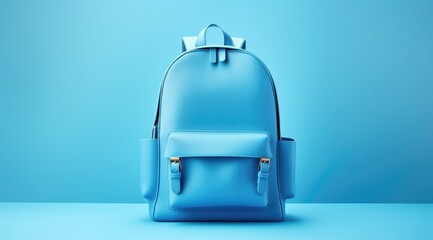 Fototapeta premium blue backpack on blue background