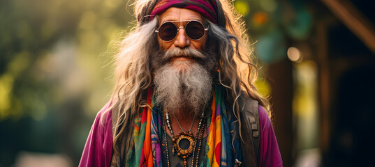  portrait of Hippie man - obrazy, fototapety, plakaty