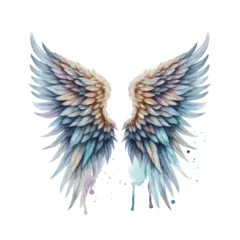 Fotobehang watercolor paint angel wings for holiday card decor © Oleksiy
