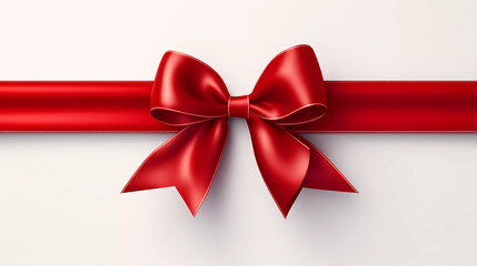 A red ribbon with a gold stripe on it and a bow on the side of it that is tied in a knot