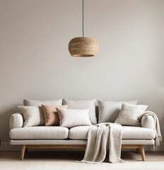 Modern minimalist interior design. Cozy and comfortable living room details.