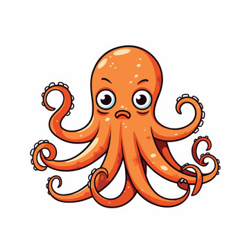 Octopus flat vector illustration. Octopus cartoon hand drawing isolated vector illustration.