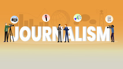 journalism typography, journalism word concept vector illustration