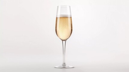 glass of champagne for new year's eve celebration, studio photo, isolated white background, for advertising and web design