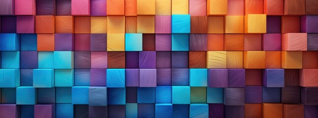 different sized colored blocks in a colorful pattern - obrazy, fototapety, plakaty