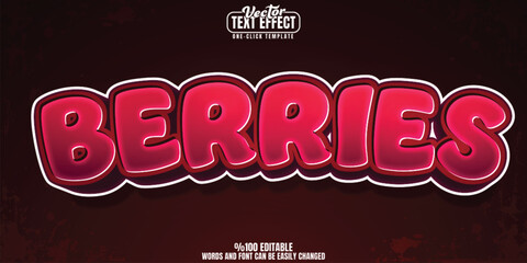 Berry editable text effect, customizable fruit and food 3D font style