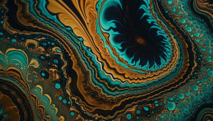Dynamic Swirls of Blue and Gold