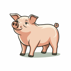Pig flat vector illustration. Pig cartoon hand drawing isolated vector illustration.