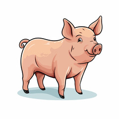 Pig flat vector illustration. Pig cartoon hand drawing isolated vector illustration.