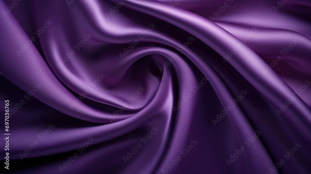 Wall mural rippled purple satin fabric, shiny luxury purple swirl silky backgrounds. - Wall murals