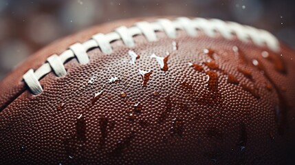 Rain-Drenched Aged American Football Close-Up: Sports Memorabilia