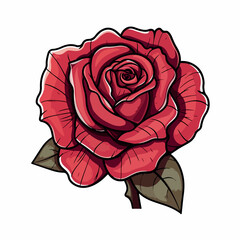 Rose flat vector illustration. Rose cartoon hand drawing isolated vector illustration.