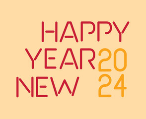 Happy New Year 2024 Abstract Pink And Yellow Graphic Design Vector Logo Symbol Illustration