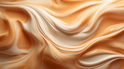 Fototapeta premium Silken Swirls: Luxurious Creamy Caramel Whirls in Abstract Flow