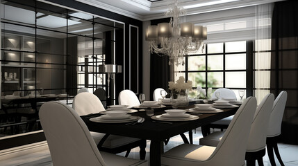 Dining Room Interior Luxury Modern Design black