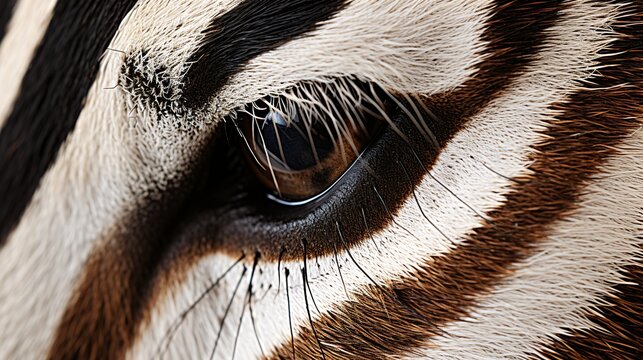 Striped Vision: A Zebra's Eye Up Close Amongst Striking Patterns
