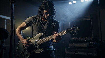 Obraz premium rock guitarist playing guitar