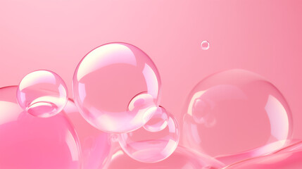 Pink soap bubble art on pink background minimal