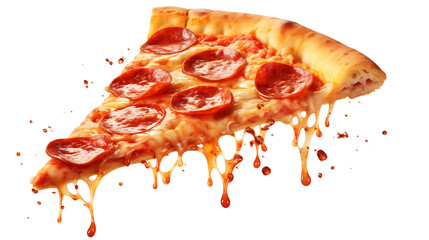 pizza slice on isolated background, pepperoni pizza, png