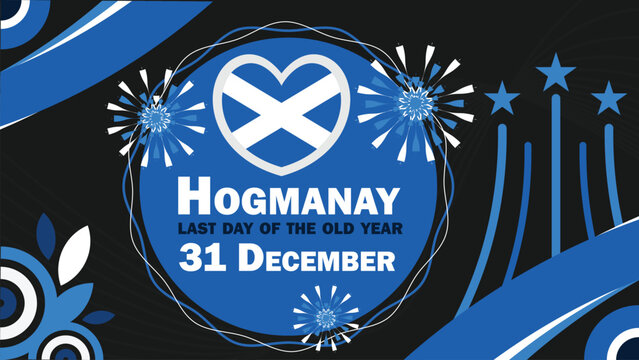 Hogmanay vector banner design. Happy Hogmanay modern minimal graphic poster illustration.
