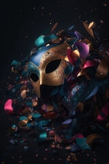 colorful masquerade mask in confetti
