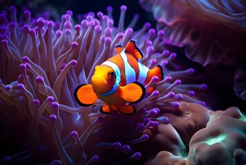 Fototapeta na wymiar a clownfish in a anemone