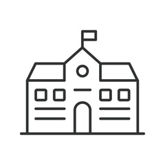 High school building icon line design. High, School, Building, Education, Campus, Learning, Institute, College, University, Academic vector illustration. High school building editable stroke icon.