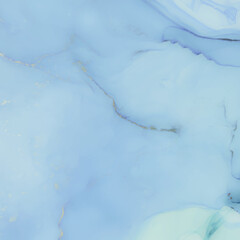 Naklejka premium Blue Water Color Marble. Blue Marble Watercolor. Gold Art Paint. Modern Abstract Painting. Copper Water Color Watercolor. Luxury Alcohol Ink Marble. Light Elegant Glitter. Gold Gradient Background.