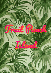 フルーツポンチ島、飲み放題、看板、カード