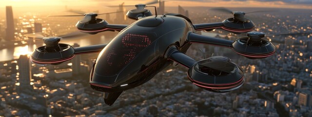 unmanned aerial vehicle air taxis - obrazy, fototapety, plakaty